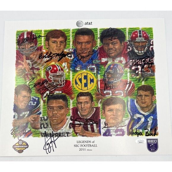 Legends Of SEC Football 2011 Atlanta Print Signed Complete 12 JSA Authentication - Picture 2 of 8